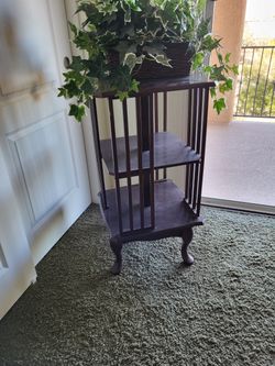 t antique wood bookshelf turns around it's wood perfect very old