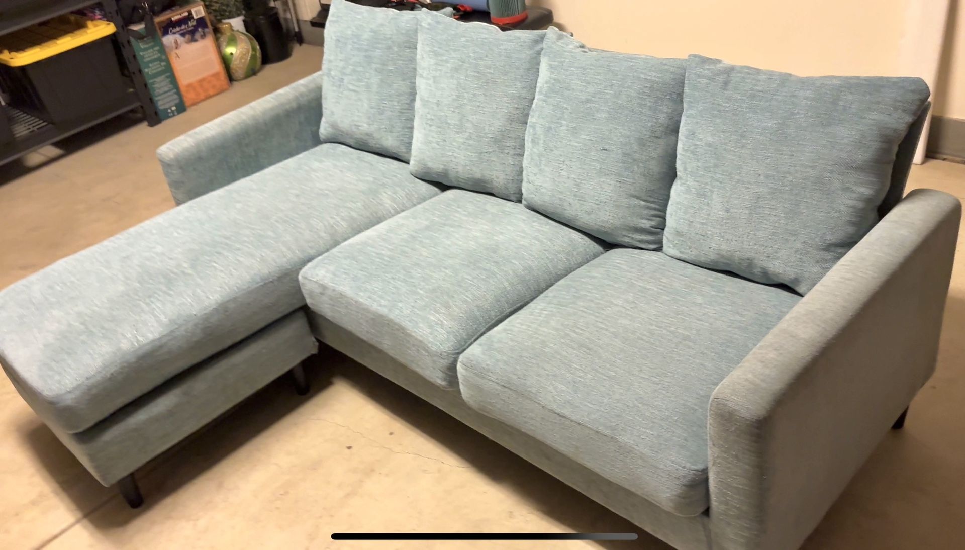 Light Blue Sectional W/Reversible Chaise