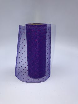 6" x 10 Yards Royal Purple Tulle Fabric Bolt With Purple Glitter (96 Pieces)