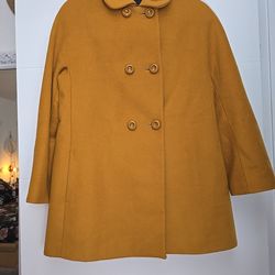 Zara Basic Women's Mustard Yellow Double Breasted Coat Made in Spain Size M