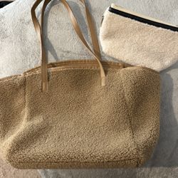 1 brown purse with white handbag