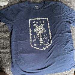 Vans Off The Wall Palm Graphic T-Shirt Navy Blue Size Large