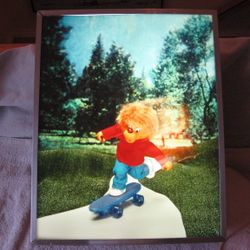 Bernstain Bear Boy On Skateboard Vintage Wall Decor Light Box Works!
