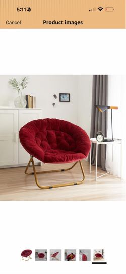 Urban Lifestyle Oversized Rabbit Faux Fur Saucer Chair, Wine/Gold 206