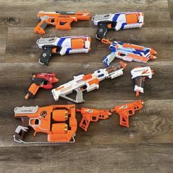 Accustrike Series, StrongArm 2x, Splitgate, Bigshock Mega, Star Wars Blaster, Modulus Blaster, 2x SnapFire, Flip fury Nerf Guns