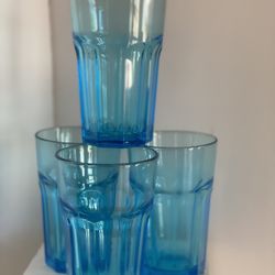 IKEA SET/4 POKAL 12 Oz Turquoise Blue Drinking Glasses New In box-Made Bulgaria