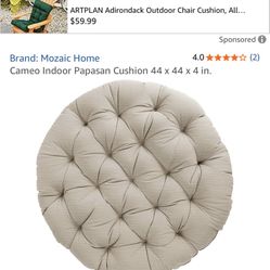 Mosaic Home Tufted Papasan Chair Cushion. 