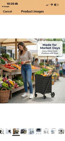 Zagtag®️ Folding Shopping Cart with Waterproof Liner & 360° Swivel Wheels | Collapsible Grocery Cart for Easy Transport, Ideal for Laundry, Shopping, 