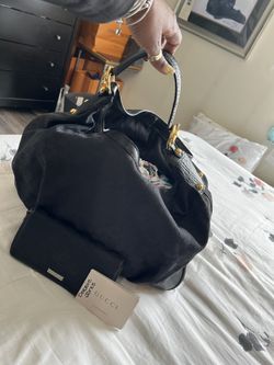 Gucci Black GG Canvas Large Jockey Hobo Bag