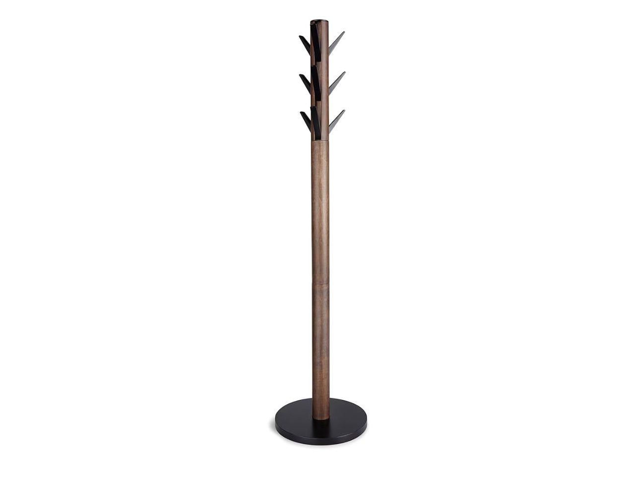 Umbra Flapper Coat Rack Clothing Hanger Umbrella Holder and Hat Organizer Great for Entryway Black/Walnut