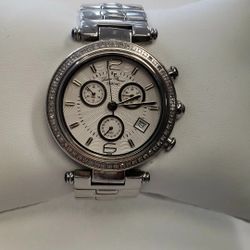 Lucien Piccard Chronograph White Dial Diamond Bezel Swiss Sapphire Crystal