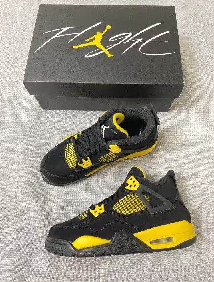 New in box Air Jordan 4 Black Yellow Electric Mother Unisex