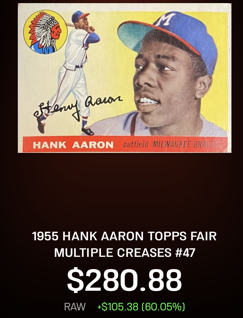 Hank arron baseball card pretty good condition 