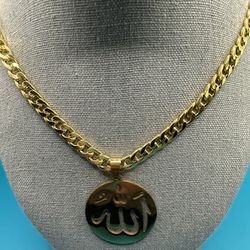 Middle East 18 k gold plated Stainless Steel Allah God Pendant Necklace Islamic Muslim Necklace