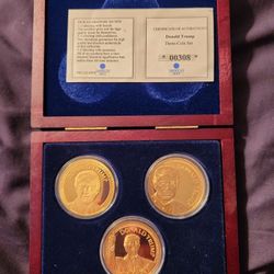 Donald Trump 3 PC Coin Set 00308 In Case American Mint