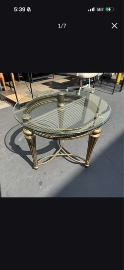 Magnussen Furniture Galloway Round Coffee/End Table in Subtle Gold Very Good Condition