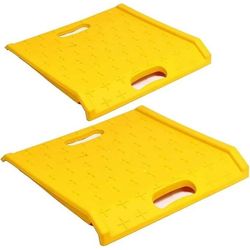 BESEA 2 Pack Curb Ramp, 4" Rise Portable Ramps of Wheelchairs, 5000 lbs Capacity (Yellow)