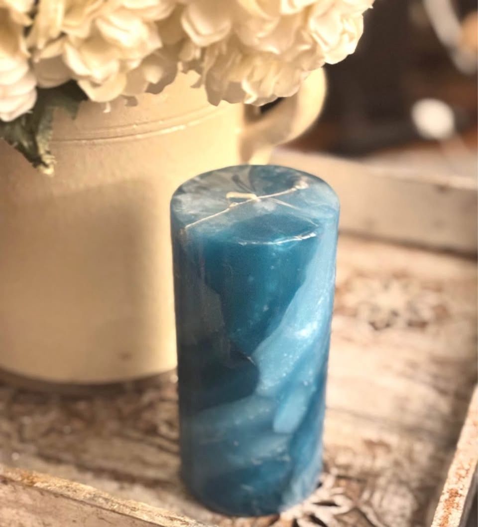 Pier1 Imports Wax Pillar Candle “Oceans” Scent, 3x6, Like New