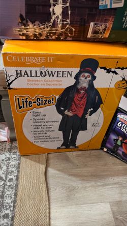 Vintage Celebrate It 6FT Animated Skeleton Coachman Halloween Animatronic – Rare