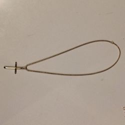 Stainless Steel Chain With A 14k Gold Plated Cross Pendant (almost No Impurities And Very Clean)