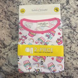 2-Piece Girls Tight Fit Pajama Set 5/6