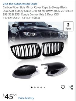 Side Mirror Cover Caps & Glossy Black Dual