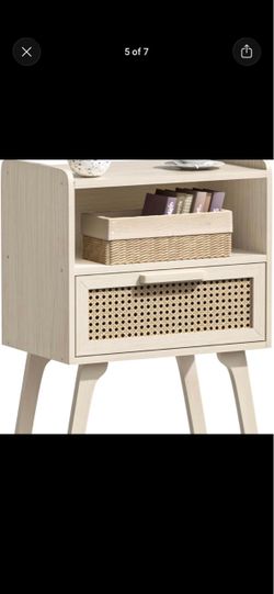 Rattan Drawer Nightstand Side Table (2)