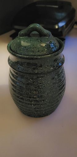 2 Ceramic Green Jars