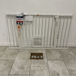 Extra Wide Pet Gate / Safety Gate with Pet Door - Fits Openings 36” - 57”