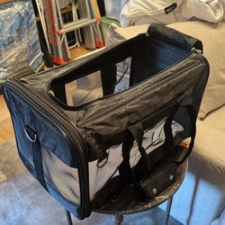 Large, Black Pet Dog Cat Carrier Sherpa
