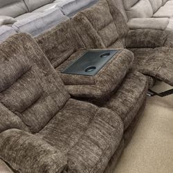 Fluffy Stunning Double Reclining Couch