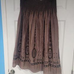Anthropologie Lapis Womens Sleeveless Dress Smocked Maxi Skirt One Size Brown