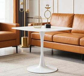 New in Box Outdoor 42" White Small Dining Table Mid-Century Modern Tulip Table w/Matte