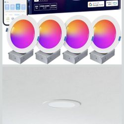 Govee Smart Recessed Lighting 4 Inch, Wi-Fi Bluetooth Direct Connect RGBWW LED Downlight, 65 Scene Mode, Work with Alexa & Google Assistant, LED Reces