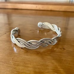STERLING SILVER  10MM TWISTED CABLE CUFF BRACELET size 7”