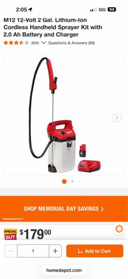 “Milwaukee M12 Cordless 2-Gallon Sprayer (Battery Powered)”