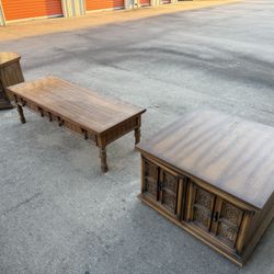 Vintage Coffee Table And 2 End Tables