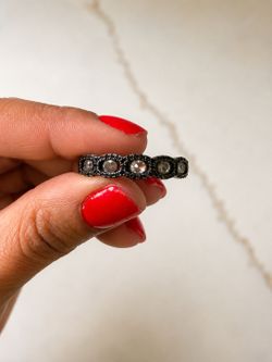 18K Black Gold Black & White Diamond Wedding Band