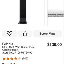 Pelonis 30 in. 1500-Watt Digital Tower Ceramic Heater