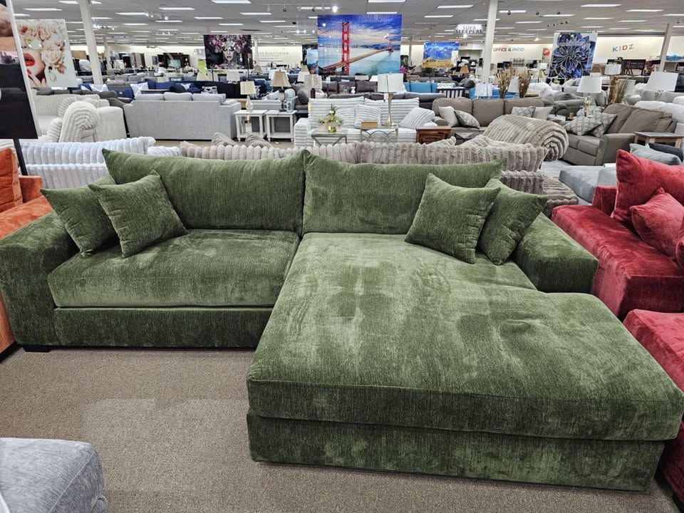💚NEW GREEN OVERSIZED SECTIONAL Chaise Living Room Sofa 💥$10 Down💥NO CREDIT