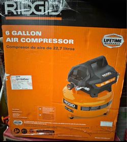 RIDGID 6 Gal. 150 PSI Portable Electric Oil-Free Jobsite Pancake Air Compressor with Dual Pressure G