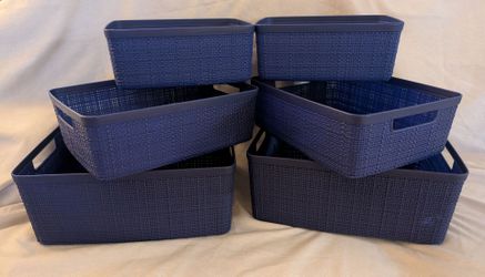 Storage Containers Organization Bins Blue