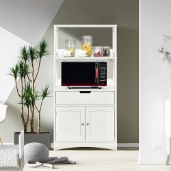 White Storage Cabinet Organizer with Drawer & Shelves $90