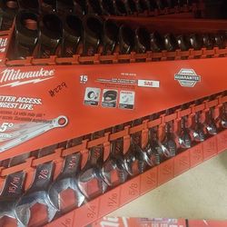 Milwaukee 15pc Sae Ratcheting Combination Wrench Set 