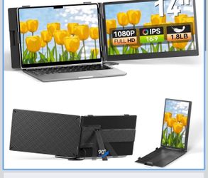 Laptop Screen Extender 14", FHD 1080P Portable Monitor for Laptop, Light Monitor Extender Plug&Play, IPS Display Computer Monitor for Laptop 13-17” fo