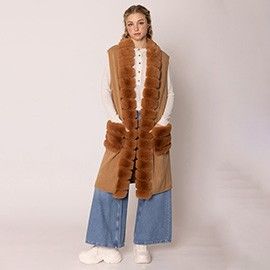 Faux Fur Trim Sweater Vest