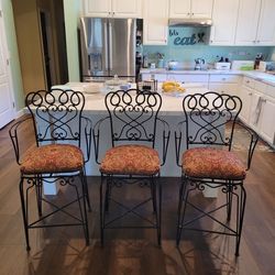 Vintage Ethan Allen Metal Swivel Bar Stools!