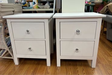 Pair of white two drawer nightstands