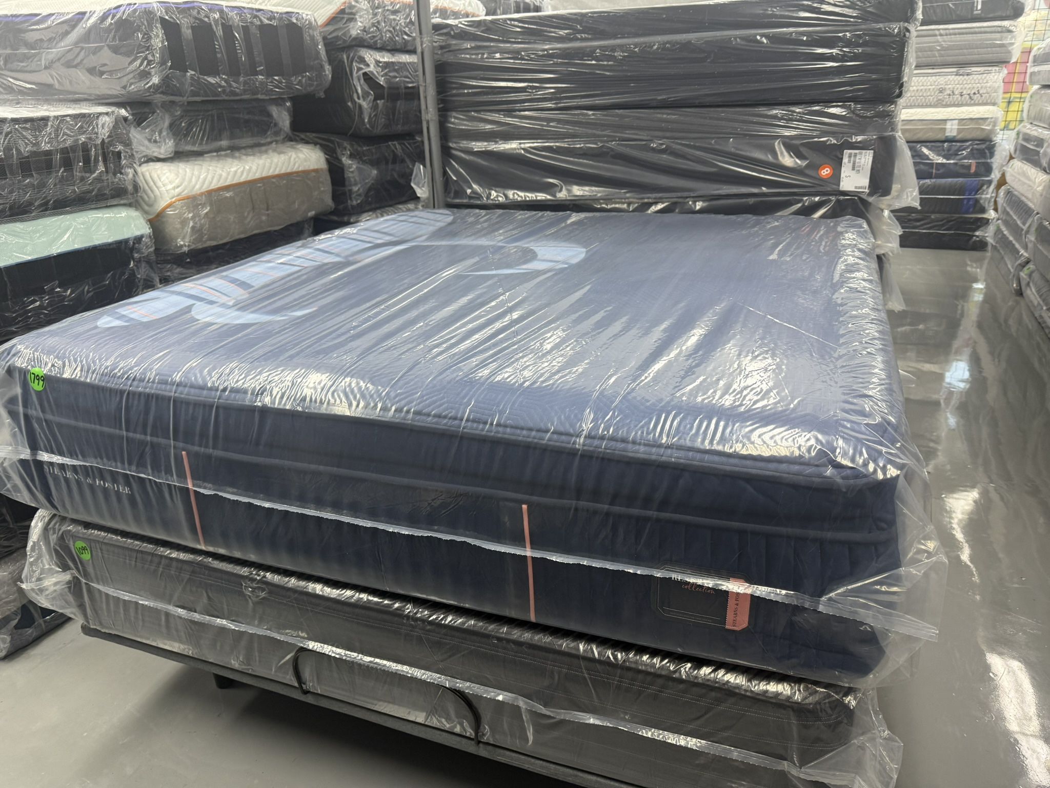 KING SIZE STEARNS & FOSTER RESERVE (FIRM) PILLOW TOP MATTRESS & BOX SPRINGS BED SET