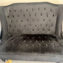 Black Tufted Loveseat